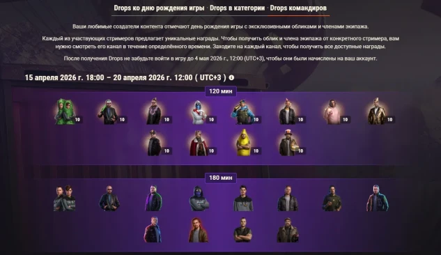 Twitch Drops ко дню рождения World of Tank 2026